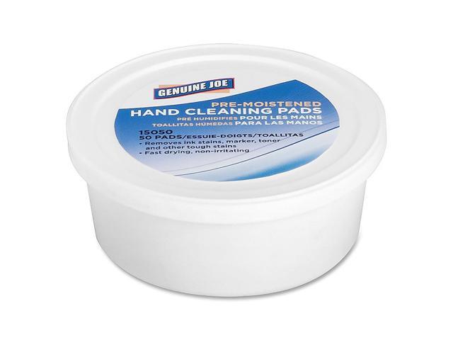 Genuine Joe Pre-moistened Hand Cleaning Pads 3' Diameter 50 Pads 15050