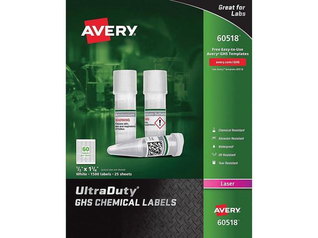 Avery GHS Chemical Labels 60UP 5BX/CT White 60518