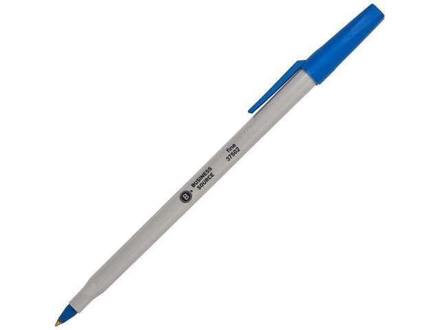 Ballpoint Stick Pens Fine Pt Light Gray Barrel Blue Ink