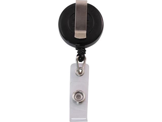 Advantus Snap Clip Retractable ID Reels, Black, Pack Of 25