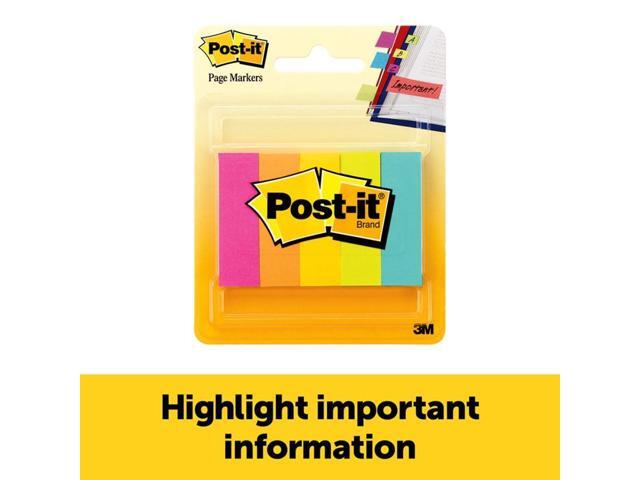 Post-it Page Flag Markers Assorted Brights 100 Strips/Pad 5 Pads/Pack 6705AN