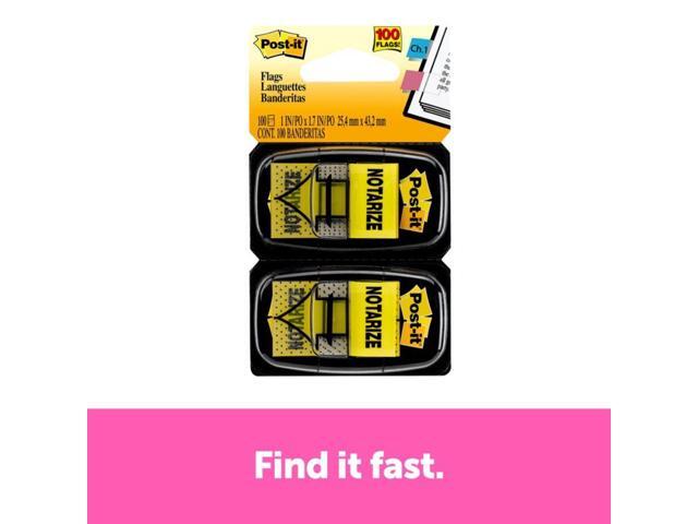 Post-it Arrow Message 1' Page Flags 'Notarize ' Yellow 2 50-Flag Dispensers/Pack