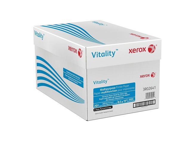 Xerox 3R02641 Vitality Multipurpose Printer Paper, 8.5 x 11' 3 Hole Punch, 75 GSM, 92 Brightness, 90 Opacity, 20 lb - 1 Carton (5000 Sheets)