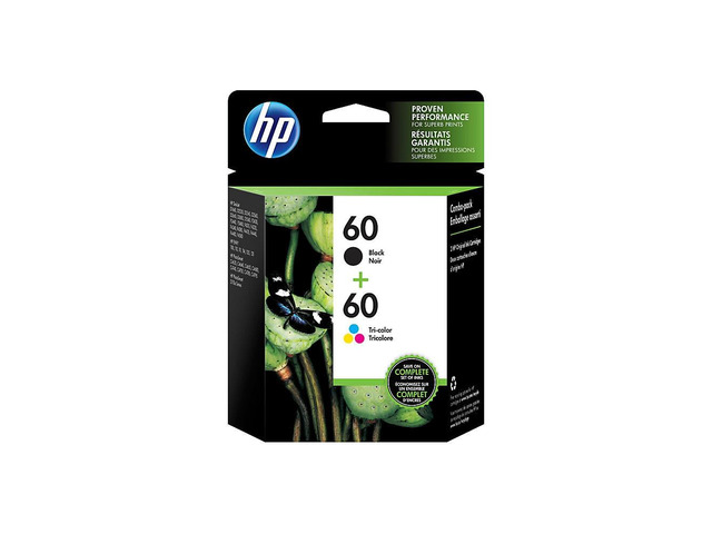 HP 60 2-pack Black/Tri-color Original Ink Cartridges, ~200 pages, N9H63FN#140