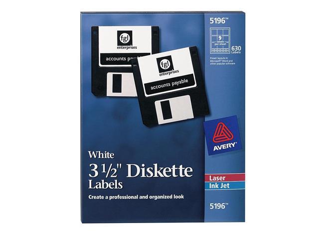 Avery Diskette Labels, Permanent Adhesive, 2-3/4' x 2-3/4, 630 Labels (5196)