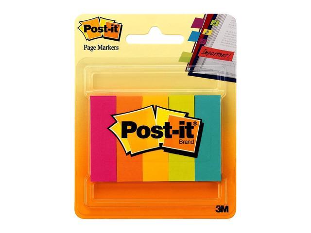 Post-it Page Flag Markers Assorted Brights 100 Strips/Pad 5 Pads/Pack 6705AN