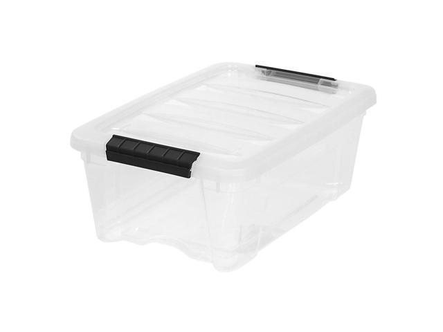 IRIS Latch Plastic Storage Bin, 12.95 Qt, 16 1/2' x 11' x 6 1/2', Clear