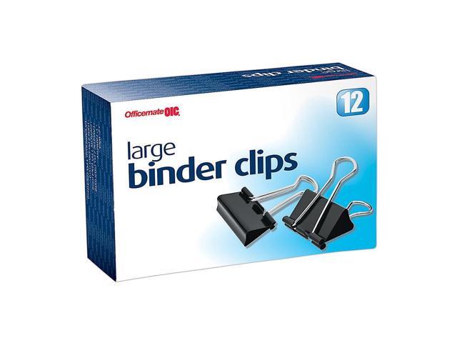 Officemate Binder Clips Large 2'Wide 1' Cap 12/BX Black/Silver 99100