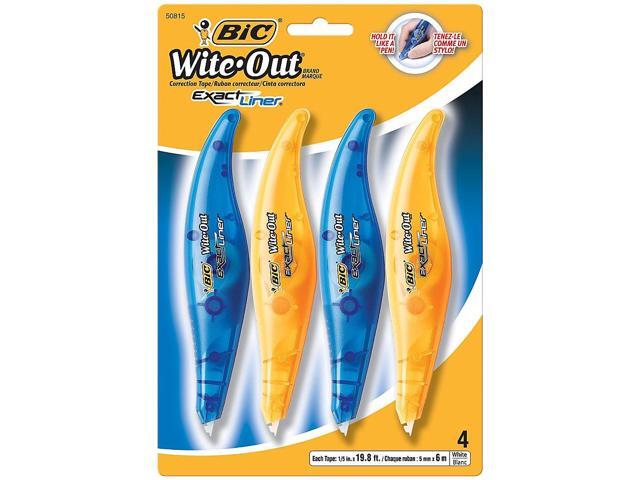 BIC Wite-Out Brand Exact Liner Correction Tape Non-Refillable 4/Pack WOELP418