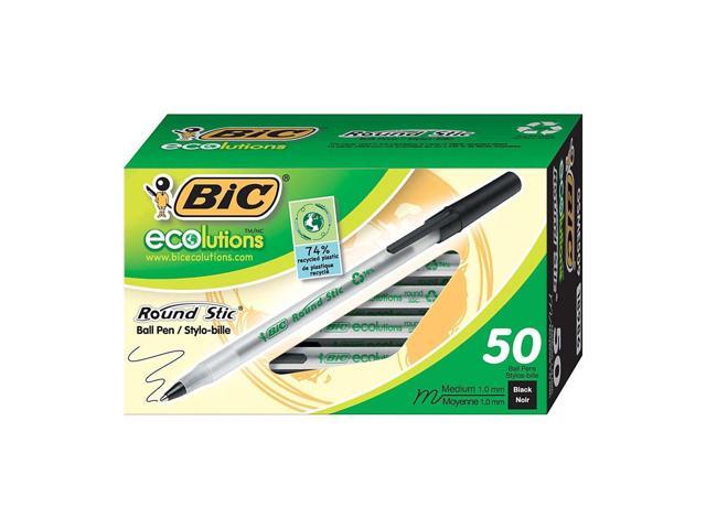 BIC Ecolutions Round Stic Ballpoint Pen Black Ink 1mm Medium 50/Pack GSME509BK