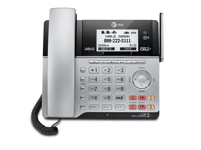 AT&T - TL86103 DECT 6.0 2-Line Expandable Corded/Cordless Phone with Bluetooth Connect to Cell and Answering System - Silver/Black - image 5