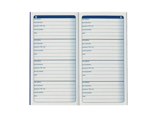 Adams Password Journal 3 1/4 x 6 1/4 192 Entries APJ99