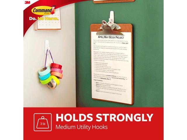 3M Command Mega Pack Utility Hooks, Medium, White, Pack Of 20 Hooks