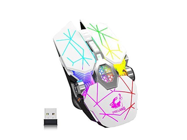 wireless bluetooth gaming mouse rechargeable with 7 button rainbow rgb multi color breathing backlit 3 adjustable dpi ergonomic