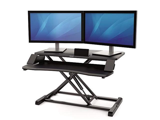 fellowes corsivo height adjustable standing desk, sit to stand, gas spring riser converter, tabletop workstation, desk riser 8091001