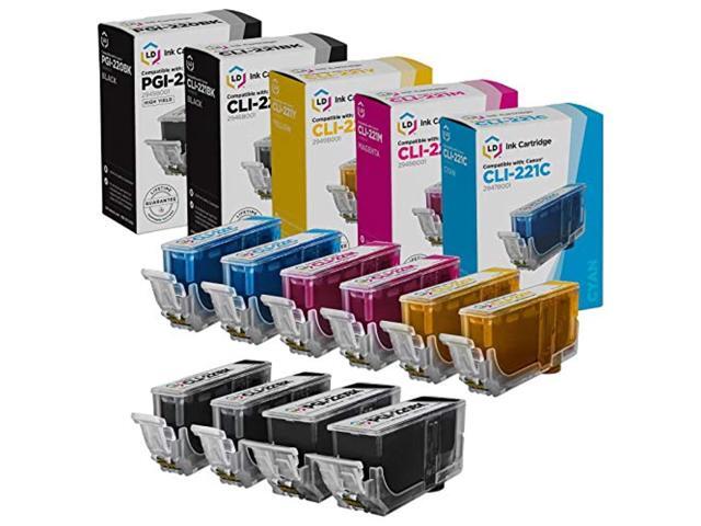LD Compatible Ink Cartridge Replacement for Canon PGI-220 & CLI-221 (4 Pigment Black, 2 Black, 2 Cyan, 2 Magenta, 2 Yellow, 12-Pack) Compatible...