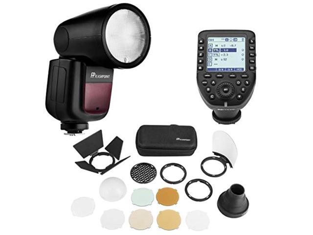 Flashpoint Zoom Li-on X TTL + R2 Pro II Trigger for Nikon + Round Head Acc Kit