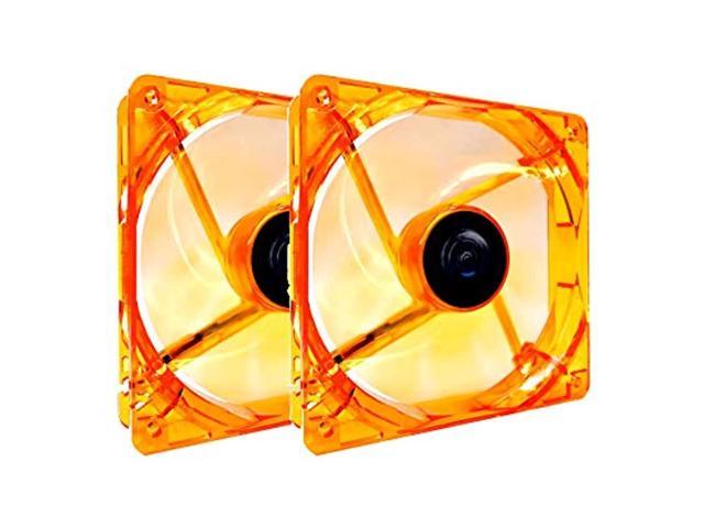 apevia af212l-og 120mm 4pin molex + 3pin motherboard silent orange led case fan (2-pk)