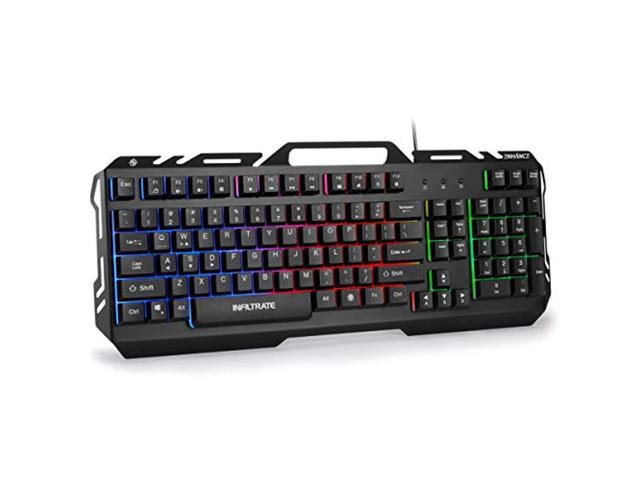 enhance infiltrate kl2 membrane gaming keyboard - quiet keyboard with 3 multi color led lighting modes, turbo input mode, anti-ghosting, 19 key.
