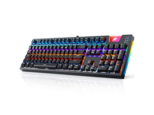 abkoncore gaming mechanical keyboard k660, rgb side led and backlit keyboard usb wired computer keyboard with outemu blue switches, 104 full...