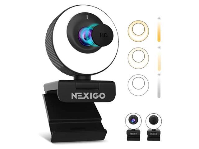 60fps autofocus eptz webcam, 2021 nexigo n620e with 2x digital zoom, ring light & privacy cover, [software included], 1080p fhd streaming web.