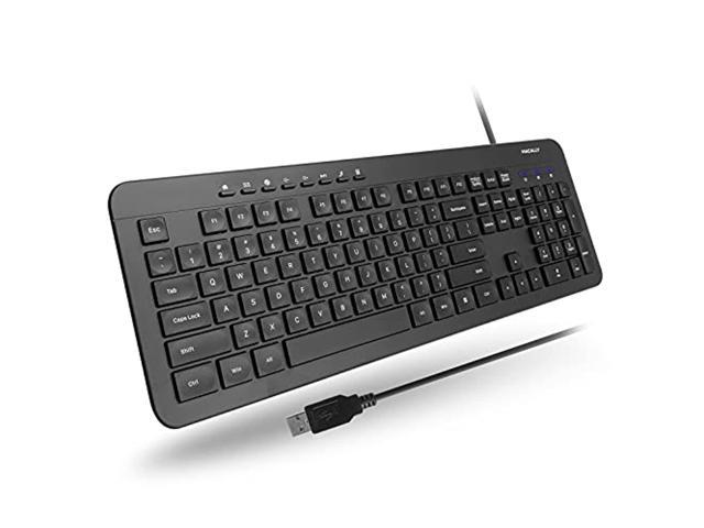 Macally USB Wired Keyboard for PC - Simple & Easy to Use Ultra Slim USB Keyboard with Numeric Keypad - Compatible with Windows 10/8/7/Vista/XP etc.