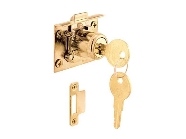 prime-line products u 10665 spring loaded drawer and cabinet lock mortise, brass