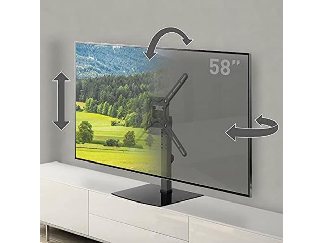 barkan tabletop tv mount, 29-58 inch swivel & tilt flat/curved tv stand base, holds up to 55 lbs, patented, tempered glass, 3 year warranty, fits.