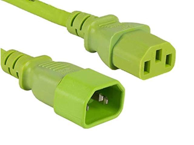 cable leader 18 awg computer power extension cord (iec320 c13 to iec320 c14), color ul listed (2 foot (1 pack), green)