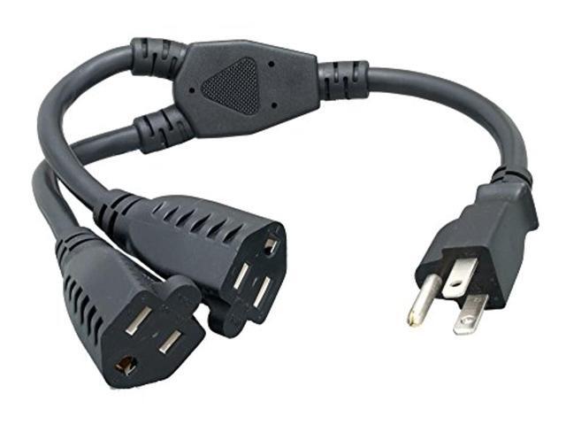 cablelera power cord extension and splitter, nema 5-15p to nema 5-15r x 2, 16 awg, 13a, 125v (zwacpqag-14)