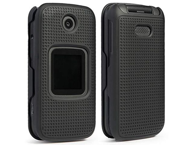 case for alcatel smartflip/go flip 3, nakedcellphone [black] protective snap-on cover [grid texture] for alcatel go flip 3, alcatel smartflip phone...