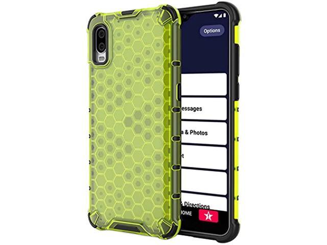 Lime Green Honeycomb Hybrid Case Cover for Lively Jitterbug Smart 3 Phone (2021)