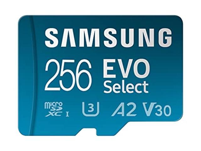samsung evo select plus micro sd memory card + adapter, 256gb microsdxc 130mb/s full hd & 4k uhd, uhs-i, u3, a2, v30, expanded storage for phone.