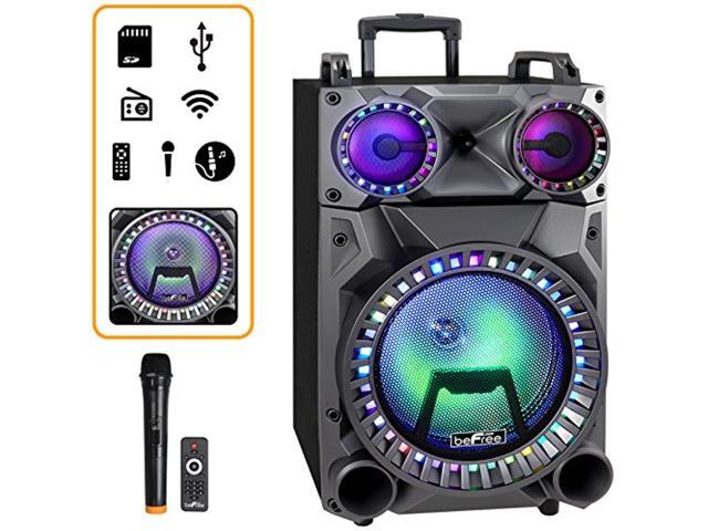 BeFree Sound BFS-555X 12 in. Rechargeable Bluetooth Portable Party Speaker with Party Lights, FM Radio & USB & TF Inputs