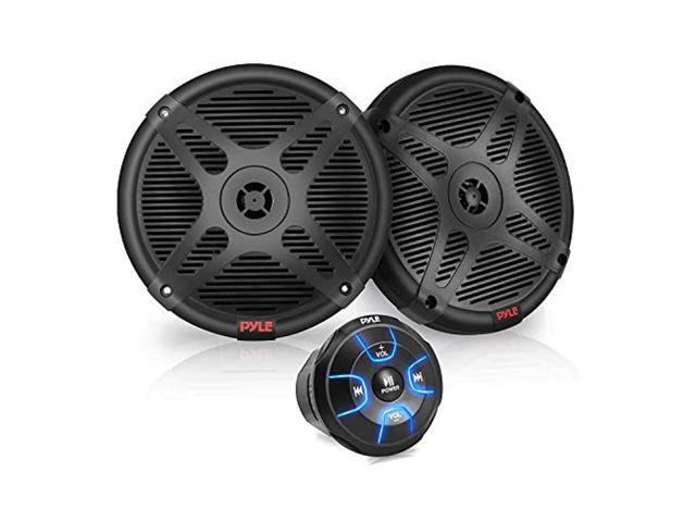Pyle PLMRKT8 6.5' Marine Speakers with Bluetooth Remote Control, Black (2 Pack)