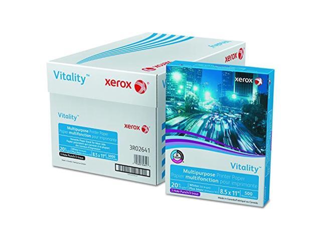 XEROX CORP. Vitality Multipurpose 3-Hole Punched Paper 8 1/2 x 11 White 5 000 Sheets/CT 3R02641