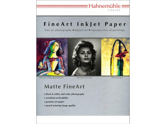 hahnemuhle matte museum etching, 100% rag, natural white watercolor inkjet paper, 22.0 mil., 350 g/ma, 17x22', 25 sheets