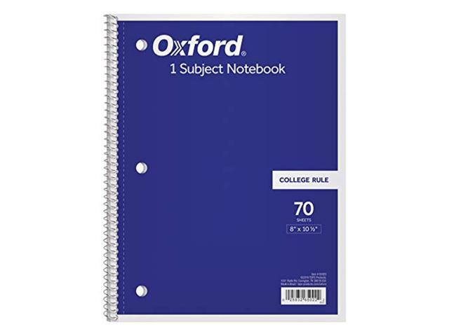 Oxford Wirebound Notebooks, College Rule, Assorted, 70 Sheets, Each (OXF65022)