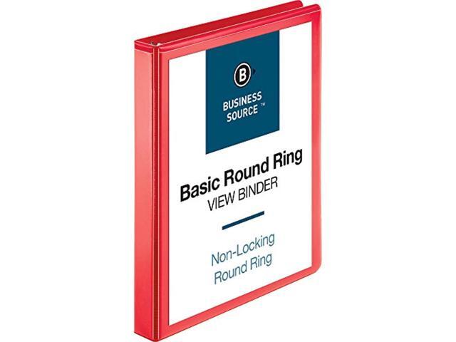 Business Source View Binder Round Ring 1' Red 09966