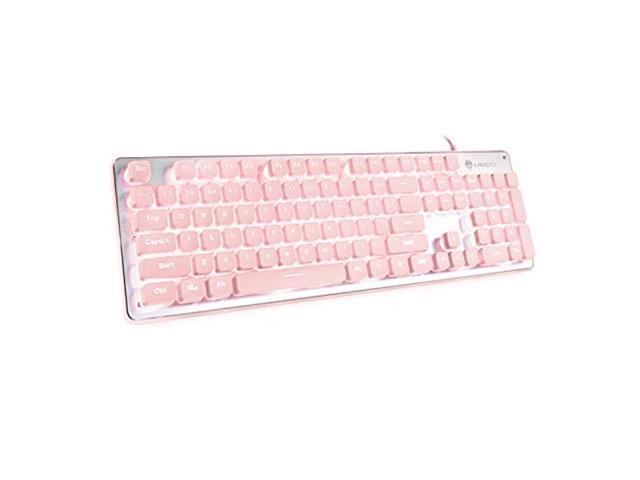 computer keyboard, langtu backlit led pink keyboard for office, all-metal panel usb wired membrane keyboard, 25 keys anti-ghosting laptop keyboard.