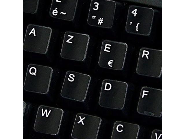 french azerty non-transparent keyboard labels black background for laptop, desktop
