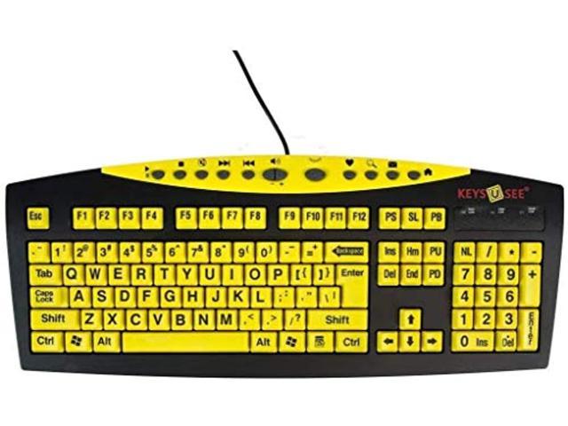 ablenet keys-u-see large print us english usb wired yellow keyboard, standard size keys with large letters - product number: 10090103