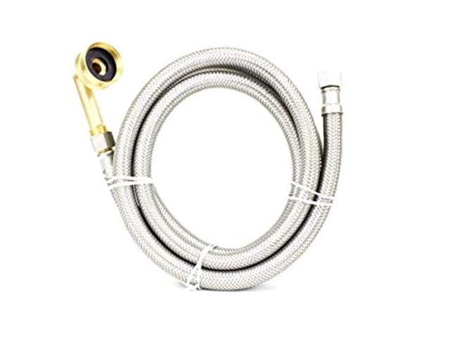 cmi inc stainless steel braided dishwasher connector 8 ft with swivel elbow, dishwasher supply line, 3/8? x 3/8? compression with 3/4? female hose. photo