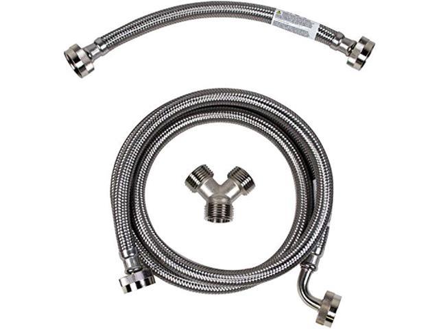 certified appliance accessories steam dryer installation kit [steam dryer hose with 90 degree elbow, y connector and inlet adapter hose], 5 feet. photo