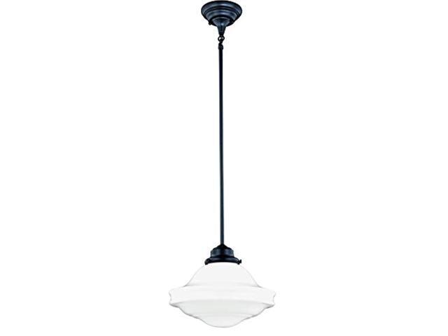 huntley 1 light bronze farmhouse schoolhouse pendant white glass