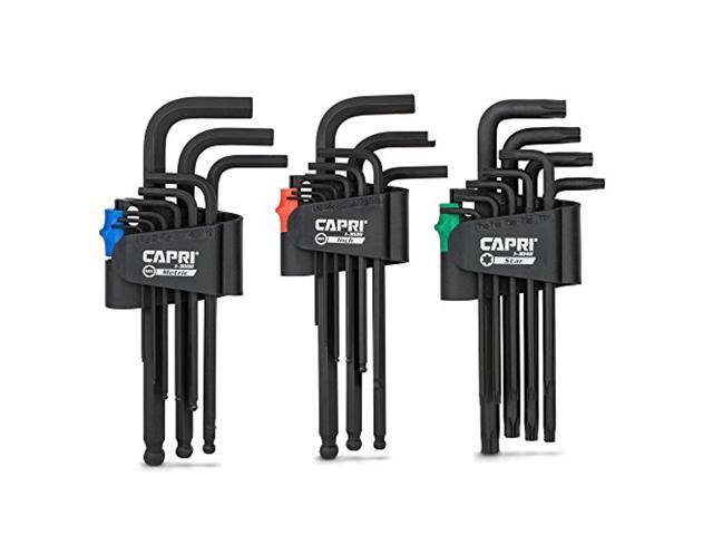 capri tools hex and torx key set, long arm, hex ballpoint end, metric & sae