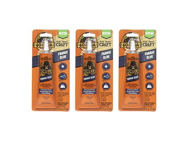 gorilla waterproof fabric glue 2.5 ounce tube, clear, (pack of 3)