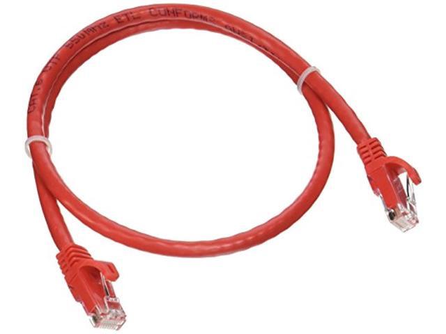 Monoprice Cat6 Ethernet Patch Cable - 2 Feet - Red Network Internet Cord - RJ45, Stranded, 550Mhz, UTP, Pure Bare Copper Wire, 24AWG - Flexboot...