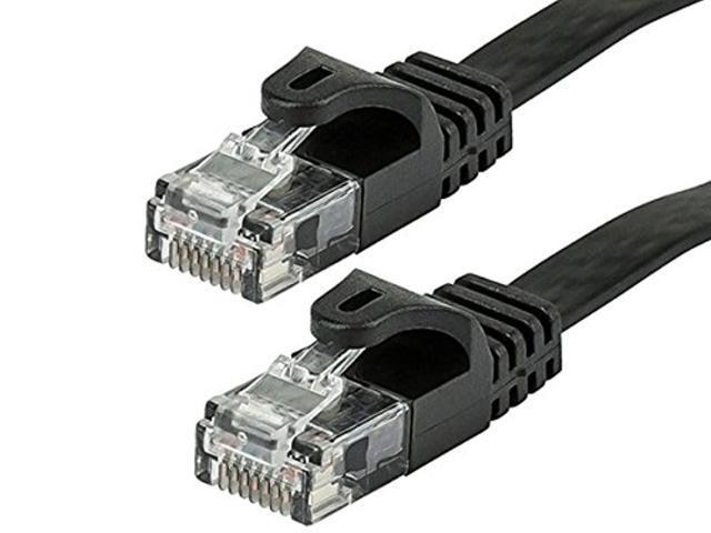 Monoprice Cat5e Ethernet Patch Cable - 10 Feet - Black Network Internet Cord - RJ45, Flat,Stranded, 350Mhz, UTP, Pure Bare Copper Wire, 30AWG