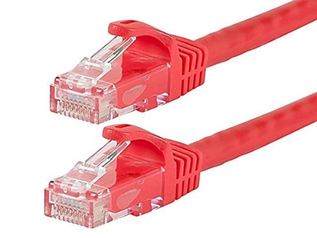 Monoprice Cat6 Ethernet Patch Cable - 10 Feet - Red Network Internet Cord - RJ45, Stranded, 550Mhz, UTP, Pure Bare Copper Wire, 24AWG - Flexboot...
